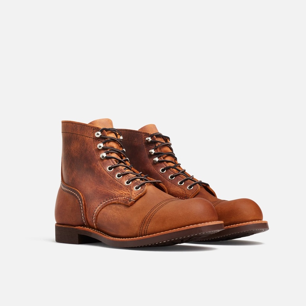 Men's Red Wing Iron Ranger Boots - Tan Leather Lace-Up Work Boots